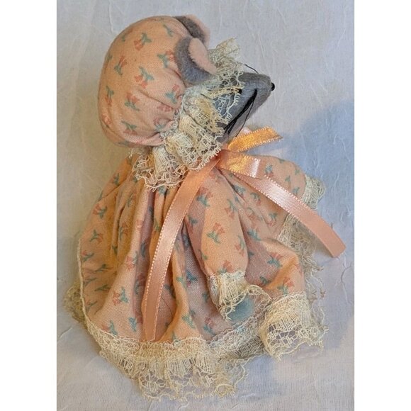 Handmade Granny Mouse Doll Grandma Cloth Cottage Country Core Lace Vtg 5" Tiny - Picture 6 of 14